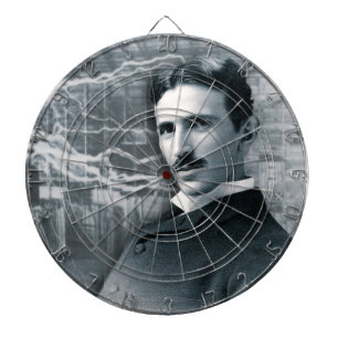 CIBLE DE FLÉCHETTES PORTRAIT DE NIKOLA TESLA EN NOIR