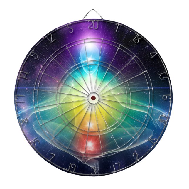 Cible De Fléchettes pose Abstraite de lotus yoga humanoïde avec chakra (Devant)