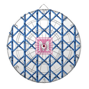 Cible De Fléchettes Preppy Blue Trellis Bamboo Motif Monogramme
