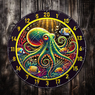 Cible De Fléchettes Profondeurs éthériques Tableau noir octopus