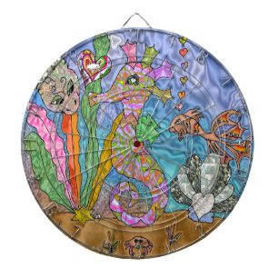 Cible De Fléchettes Psychedelic Seahorse Sea Turtle Art