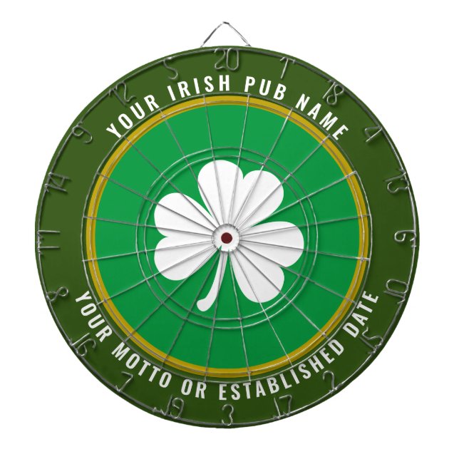 Cible De Fléchettes Pub irlandais personnalisé Green & Gold White Sham (Devant)