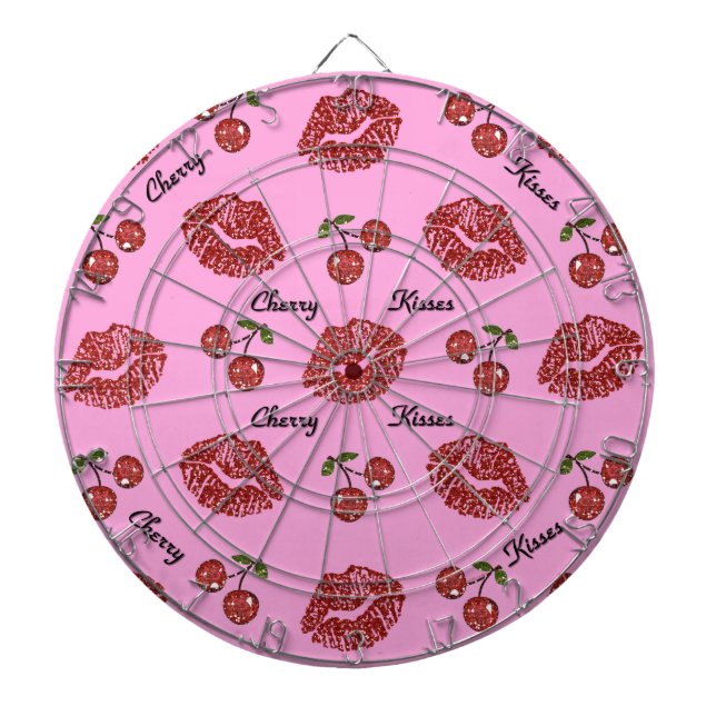Cible De Fléchettes RAB Rockabilly Cherry Kisses on Pink (Devant)