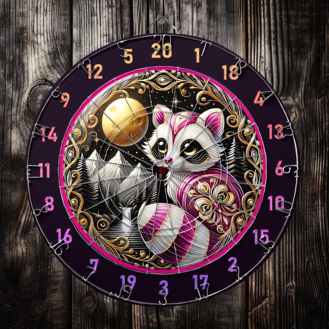 Cible De Fléchettes Raccoon Rose Glisse Sous Lune D'Or (Créateur téléchargé)