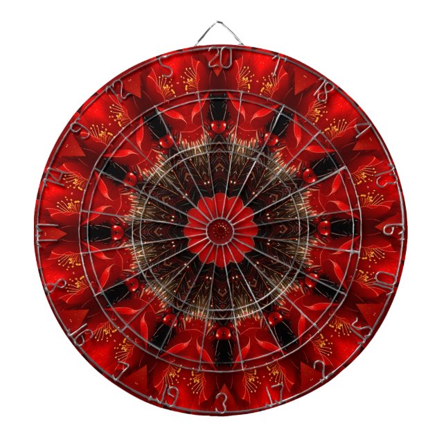 Cible De Fléchettes Red Decorative Floral Dartboard (Devant)