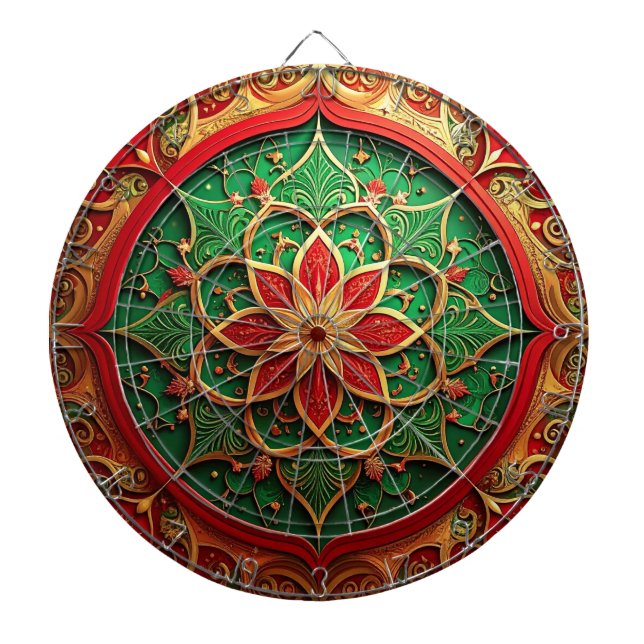 Cible De Fléchettes Red Green Decorative Floral Dartboard (Devant)