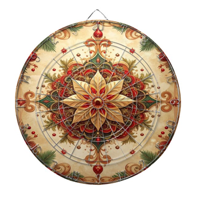 Cible De Fléchettes Red Green Decorative Floral Dartboard (Devant)