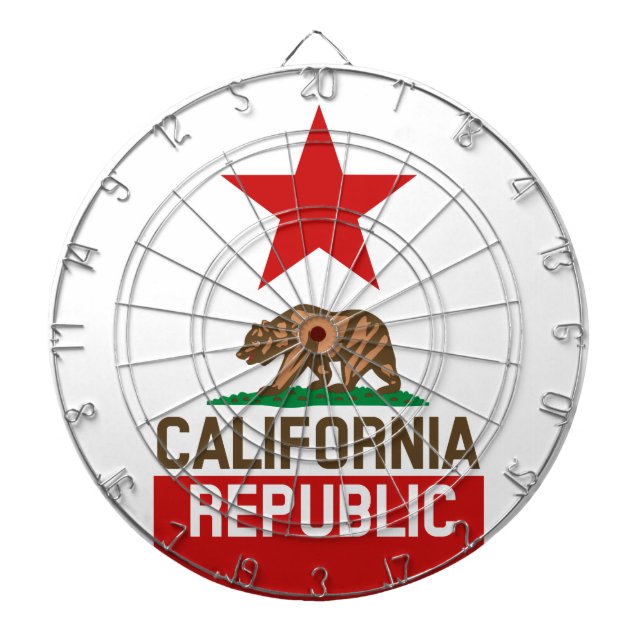 Cible De Fléchettes RÉPUBLIQUE DE CALIFORNIE Drapeau de l'État étoile  (Devant)