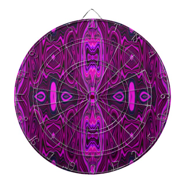 Cible De Fléchettes Rétro Abstrait Hot Pink et Magenta Motif (Devant)