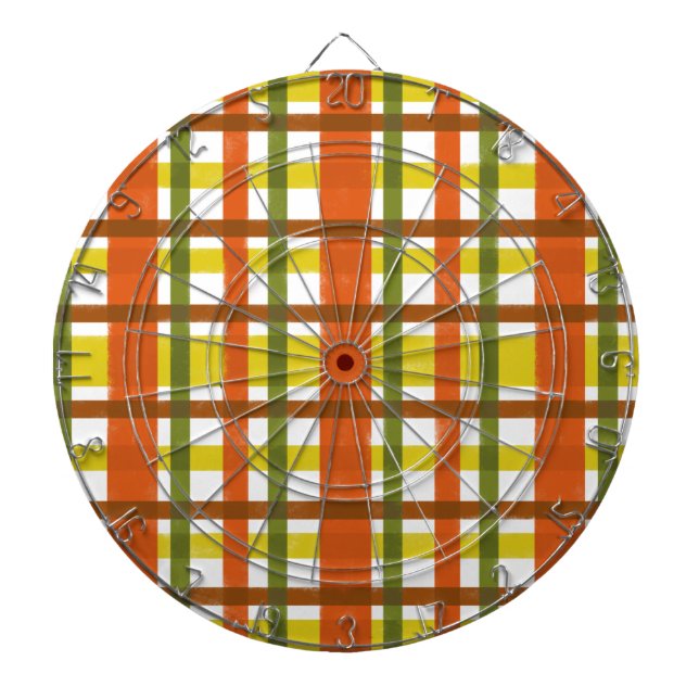 Cible De Fléchettes Rétro plaid de jaune les années 70 orange (Devant)