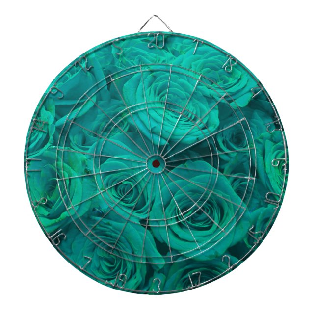 Cible De Fléchettes Romantique élégant turquoise - roses verts (Devant)