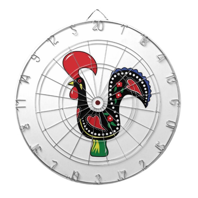 Cible De Fléchettes Rooster rouge blanc foncé (Devant)