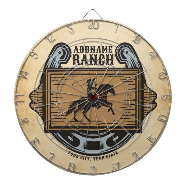 Cible De Fléchettes Roping Cowboy AJOUTER LE NOM Western Family Horse  (Devant)