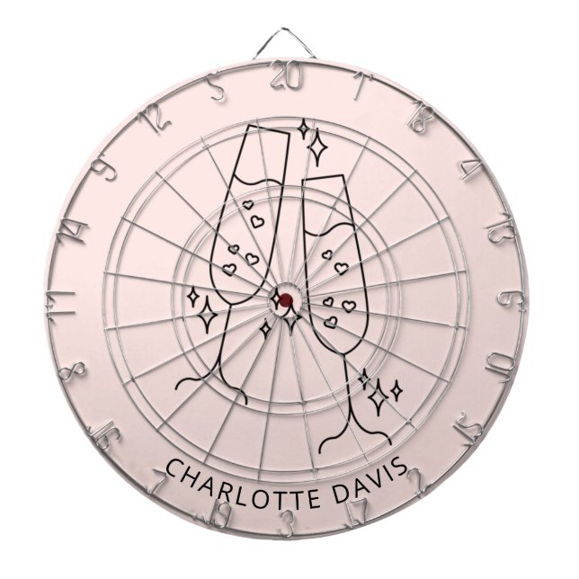 Cible De Fléchettes Rose or flûte verre applaudissements nom fête (Devant)