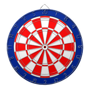 Cible De Fléchettes Rouge et blanc sur bleu