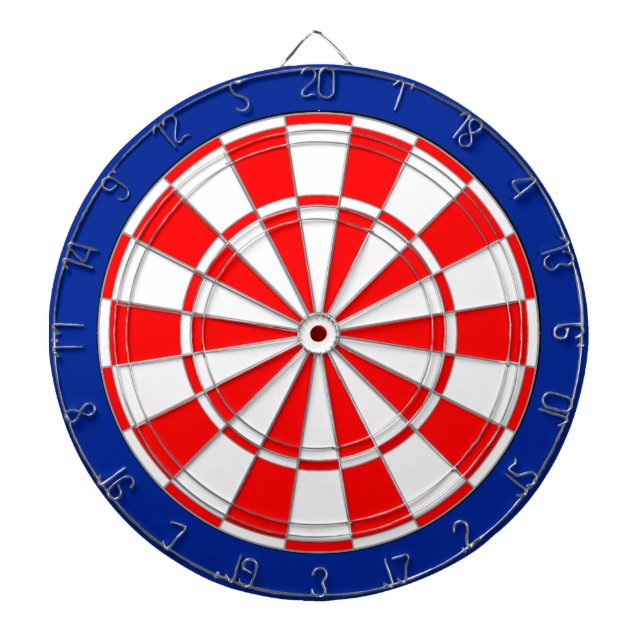 Cible De Fléchettes Rouge et blanc sur bleu (Devant)