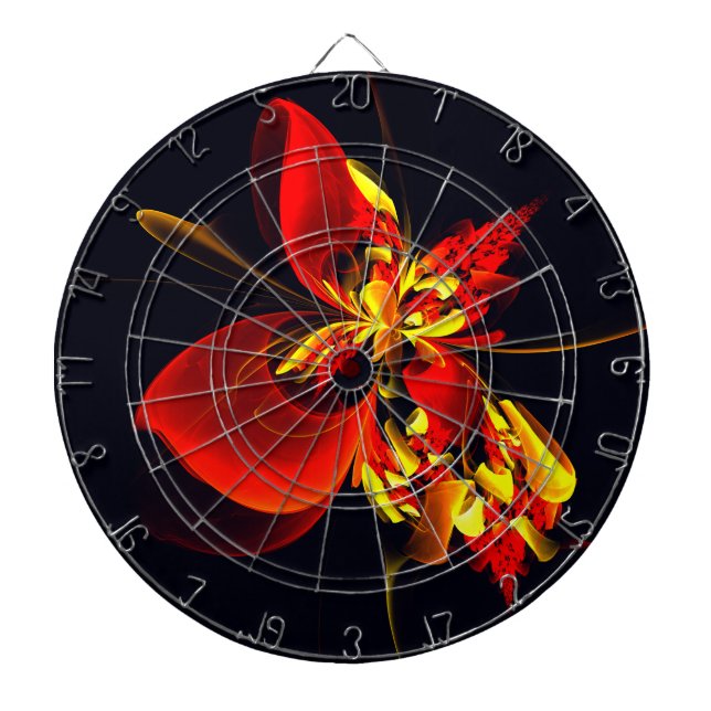 Cible De Fléchettes Rouge Jaune Floral Moderne Résumé Modèle Art #10 (Devant)
