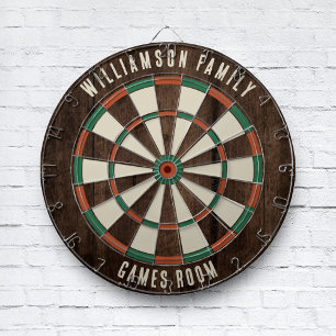 Cible De Fléchettes Salle de jeux familiale en bois rustique personnal