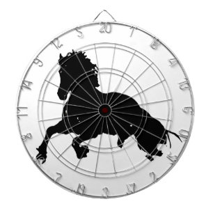 Cible De Fléchettes Silhouette du cheval blanc noir