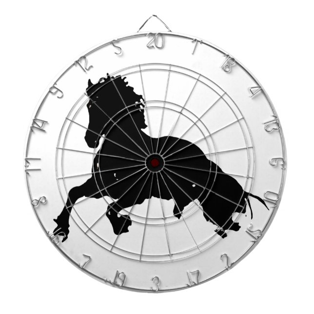 Cible De Fléchettes Silhouette du cheval blanc noir (Devant)