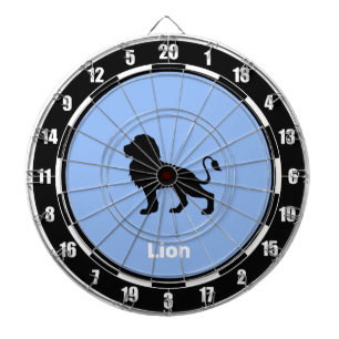 Cible De Fléchettes Silhouette Lion personnalisée sur bleu clair