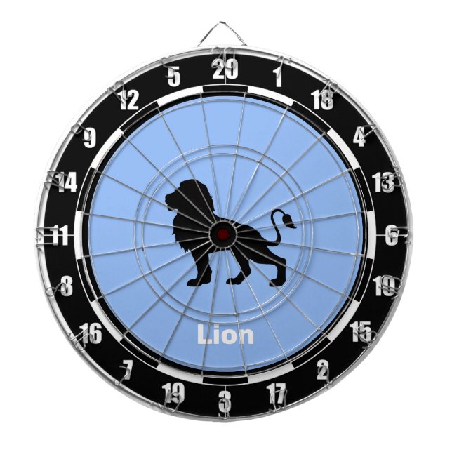 Cible De Fléchettes Silhouette Lion personnalisée sur bleu clair (Devant)