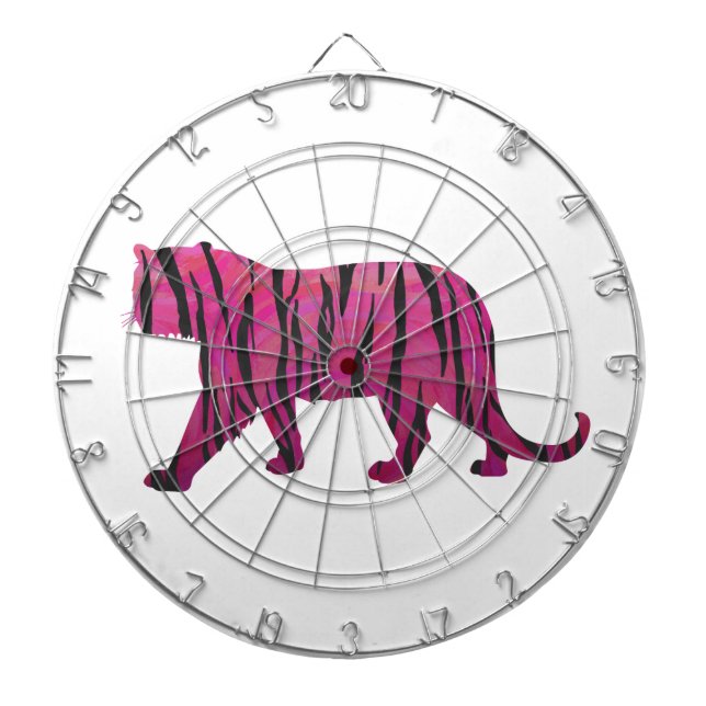 Cible De Fléchettes Silhouette rose chaud et tigre noir (Devant)