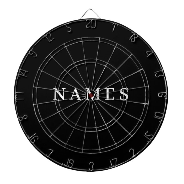Cible De Fléchettes Simple Black Custom Ajouter Votre Nom Élégant (Devant)