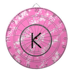 Cible De Fléchettes simple monogramme blanc monogramme rose parties sc
