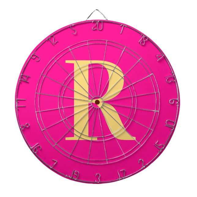 Cible De Fléchettes Simple Monogramme moderne Hot rose (Devant)