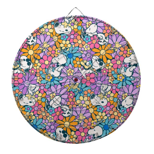 Cible De Fléchettes Snoopy & Motif de fleurs de bois (Devant)