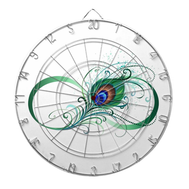 Cible De Fléchettes Symbole d'infini avec plume de paon (Devant)