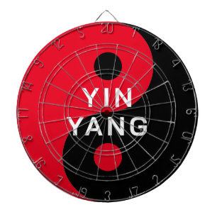 Cible De Fléchettes Symbole YinYang rouge et noir, tableau de bord per