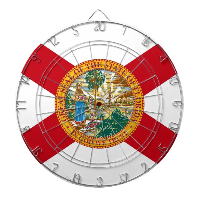 Cible De Fléchettes Tableau avec Drapeau de Floride, États-Unis (Devant)