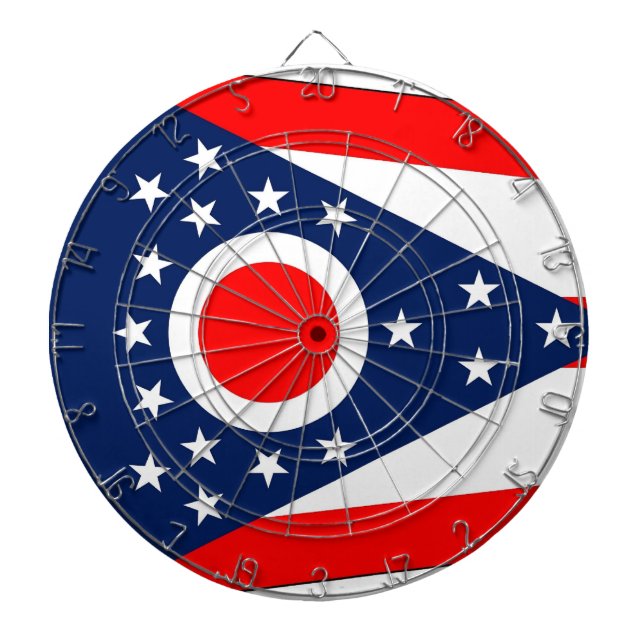 Cible De Fléchettes Tableau avec Drapeau de l'Ohio, États-Unis (Devant)