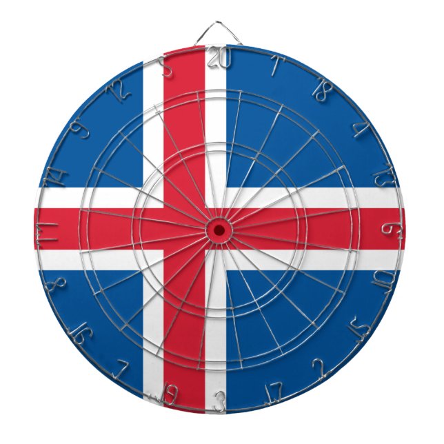 Cible De Fléchettes Tableau avec Drapeau d'Islande (Devant)