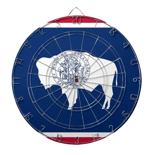 Cible De Fléchettes Tableau avec Drapeau du Wyoming, États-Unis (Devant)