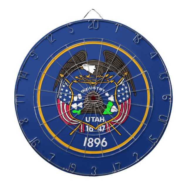 Cible De Fléchettes Tableau de bord avec Drapeau de l'Utah, USA (Devant)