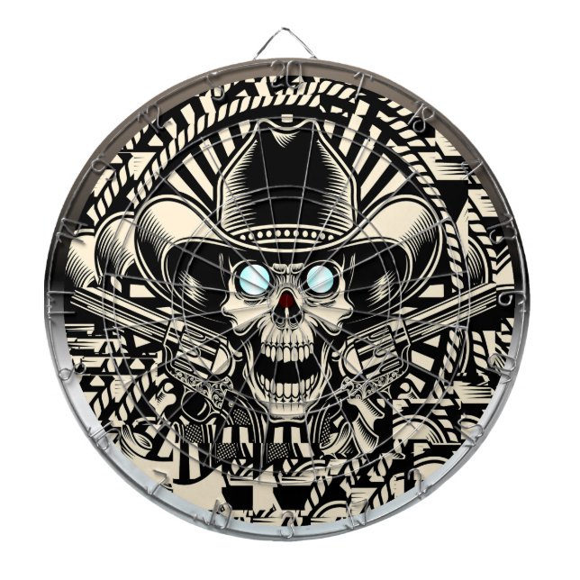 Cible De Fléchettes Tableau de bord SKULL et GUNS (Devant)