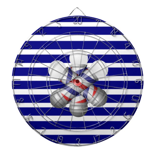 Cible De Fléchettes Tableau de fléchettes Rayures Bleues et Blanches M (Devant)