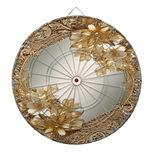 Cible De Fléchettes Tableau floral orné d'or moderne (Devant)