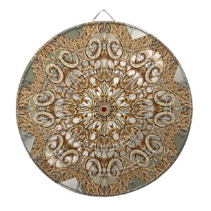 Cible De Fléchettes Tableau floral orné d'or moderne
