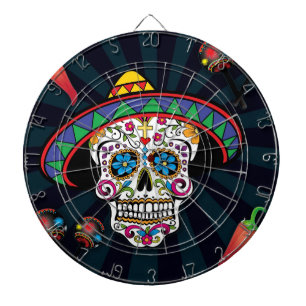 Cible De Fléchettes Tableau noir du crâne de sucre mexicain