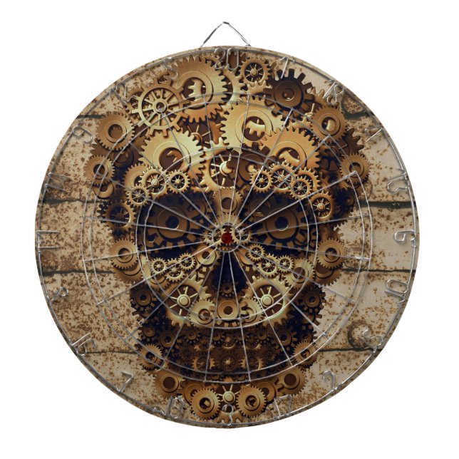 Cible De Fléchettes Tableau noir du crâne Halloween Steampunk (Devant)