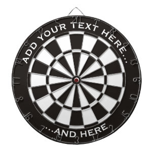 Cible De Fléchettes Tableau noir et blanc avec texte personnalisé