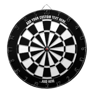 Cible De Fléchettes Tableau noir et blanc avec texte personnalisé