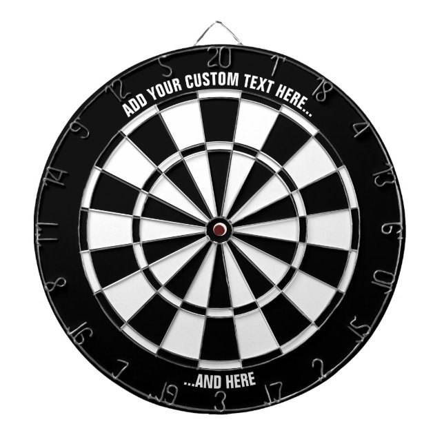 Cible De Fléchettes Tableau noir et blanc avec texte personnalisé (Devant)