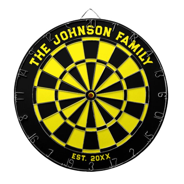 Cible De Fléchettes Tableau noir et jaune de la famille avec fléchette (Devant)