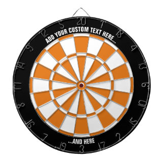 Cible De Fléchettes Tableau noir et orange avec texte personnalisé