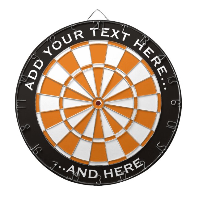 Cible De Fléchettes Tableau noir et orange avec texte personnalisé (Devant)